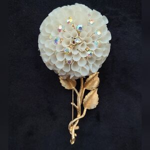 Vintage Flower Brooch With Ab Stones